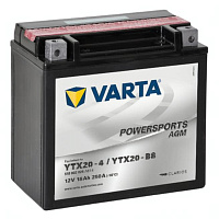 Аккумулятор для мотоцикла Varta Powersports AGM (18 Ah) 250 A, 12 V Прямая, L+ YTX20-BS 518902026-549677