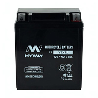 Аккумулятор для мотоцикла MYWAY YTX7L-BS, 12V, 7Ah, 90A, Обратная полярность, R+