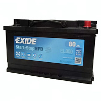 Аккумулятор EXIDE EFB 80 Ah, 800 A, 12 V Обратная, R+ L4