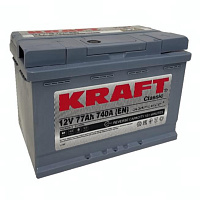 Аккумулятор KRAFT (77 Ah) 740 A, 12 V Обратная, R+ S L3 075 10B13