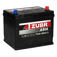 Аккумулятор Zubr Ultra Asia 70 Ah, 600 A, 12 V, Обратная полярность, R+, D26, 1014239