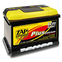 Аккумулятор ZAP PLUS (62 Ah) 520 A, 12 V Обратная, R+ L2 ZAP 562 59