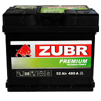 Аккумулятор ZUBR (52 Ah) 480 A, 12 V Обратная, R+ LB1 ZU520P